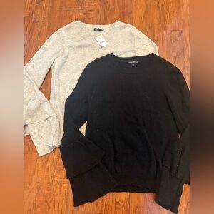 Set of 2 J. Crew Factory Black and Gray Crewneck Sweaters